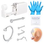 AVYRING 8Pcs Nose Piercing Kit, Piercing Gun Built-in Silver Nose Studs, Painless Self Piercing Kit with 20G Nose Rings Studs, Disposable Piercing Gun for At Home Nose Piercing