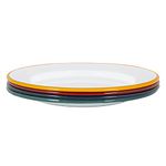 Argon Tableware White Enamel Dinner Plates - Metal Outdoor Camping Food Dishes - 25.5cm - 4 Colours