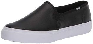 Keds Women's Double Decker Leather Sneaker, Black, 9 M US