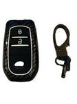 CLOUDSALE ; Your Store. Your Place Carbon Fiber Key Fob Cover Shell Keyless Key Hard Case with Keychain Compatible With Toyota Innova Crysta and Fortuner (Black, For Push Button Only, ABS)