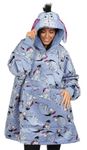 Disney Eeyore Womens Blue Hoodie, Oversized Fleece Blanket Hoody