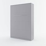 Arthauss Vertical Wall Bed 120cm x 200cm in Grey Matt - Space Saving Hidden Cabinet Bed, Fold Down Murphy Bed with Duvet Straps, Foldable Wall Bed for Extra Safety and Convenience