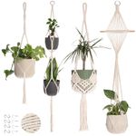 4-Pack Macrame Plant Hanger - with 8 Ceiling Hooks - Hanging Planter Indoor Outdoor - Hanging Plant Holder - Decorative Bohemian Plant Hangers - Hanging Plants (Cream)