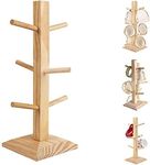 Wooden Multi Purpose Display Stand Tea Coffee Mug Cup Jewelry Tree Rack Holder 6 Hook Peg Hanging