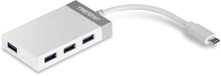 TRENDnet TUC-H4E USB to 4-Port USB 3.0 Hub with Power Supply, Plug & Play, Reduces Mess, Backwards Compatible with USB 2.0 Ports