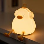 DIKUJI ENTERPRISE Cute Duck Led Silicone Soft Night Light for Kid Children Bedroom Bedside Table Lamp USB Rechargeable Baby Nursery Light (Enjoy Duck)