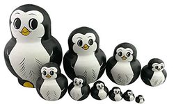 10pcs Cutie Lovely Mini Animal Penguin Nesting Dolls Matryoshka Madness Russian Doll Popular Handmade Kids Girl Gifts Stacking Toy