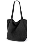 Iioscre Corduroy Tote Bag for Women,Tote Bag with Zipper,Large Capacity Casual Shoulder Handbags with Inner Pockets