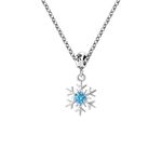 LSxAB Sparkling Frozen Blue Snowflake Pendant Necklace for Women Christmas Gift