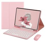 YEEHi iPad mini 5th Gen mini 4 Keyboard Case with Mouse Cute Color Keyboard Retro Round Key Candy Colors Bluetooth Detachable Keyboard Mini 5 Cover (mini4/mini5, Pink)