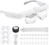 Magnifying Glass with Light, 1.5X-5.0X Magnifying Glasses, Hands Free Magnifier Headset with Light for Close Work Jewelry Crafts Hobby
