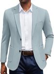 COOFANDY Summer Blazer for Men Casual Blue Blazers Jacket Two Button Sport Coat Business Suit Jacket, Light Blue, L