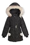 kraftd Girls Winter Coat Long Padded Quilted Jacket Warm Outwear Parka Coats With Faux Fur Hood