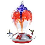 Yinns Hummingbird Feeders, Humming Bird Feeders for Outdoor Hanging, Blown Glass Hummingbird Feeder with Ant Moat Hook, Hanging Wires, S-Hook Gardening Gifts for Women