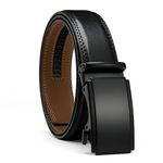 Leather Belts for Men YOORAN Ratchet Belt Sliding Buckle for Dress Pants Casual & Work 1 3/8" Easily Adjustable Size