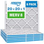 Aerostar Pleated Air Filter, MERV 8, 20x20x1, Pack of 6