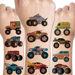 CHARLENT Monster Truck Temporary Tattoos for Kids Party Supplies - 10 Sheets Monster Truck Tattoos for Boys Birthday Party Favors Goodie Bag Fillers