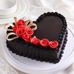FlowerAura Delicious Silky Smooth Fresh Heart Shape Chocolate Cake Gift's For Birthday, Anniversary, Valentine's Day, Mother's Day, Christmas, Wedding (Same Day Delivery) (1Kg)