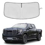 Windshield Sun Shade for GMC Sierra 1500 2500 3500 SLT AT4 Denali 2019-2024 Double Layer 240T Front Window Shade Custom Fit Sun Visor Foldable Shade Blocks UV Rays Summer Must Have Car Accessories