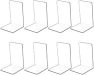 Kioneer 4 Pairs Acrylic Bookends Clear Book Ends, Plastic Non-slip Bookend Bedroom Library Office School and Desktop Organizer