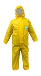 Andes Safety Heavy Duty Poly Coverall with Hood and Elastic Cuffs, Yellow, Chemical Protection Work Suit, Yellow, MD