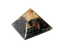 Jet International Black Tourmaline Chakra Orgone Pyramid Crystal Gemstones Copper Metal Mix Rare Healing Positive Energy Tetrahedron Sacred Geometry Memory Concentration Meditation Spiritual