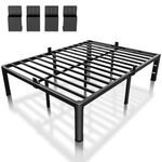 ROIL 18 inch Metal Queen Bed Frame with Rounded Corner and Headboard Hole Mattress Retainers 3500LBS Heavy Duty Steel Slats No Box Spring Needed Platform Noise-Free Easy Assembly