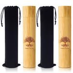 Thyle Bamboo Scattering Urns for Ashes Biodegradable Scattering Cremation Ash for Human Adult Tree Small Urns Tube Keepsake Urn and Black Velvet Bag for Male Women Pet Dog Cat Ashes(2 Set)