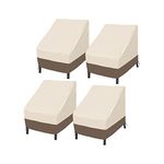 Roastove Waterproof Patio Chair Covers, Lounge Deep Seat Cover, Heavy Duty and Waterproof Outdoor Lawn Patio Furniture Covers,Beige & Brown, Fits up to 30W x 32D x 32H inches(4Pack)…