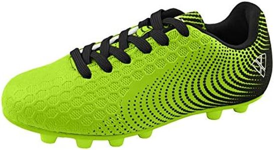 Vizari Stealth FG Soccer Shoes | Firm Ground Outdoor Soccer Shoes for Boys and Girls | Lightweight and Easy to wear Youth Outdoor Soccer Cleats | Green/Black | Little Kid