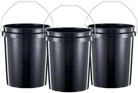 United Solutions 5 Gallon Bucket Heavy Duty Plastic Bucket Comfortable Handle Easy to Clean Perfect for on The Job Home Improvement or Household Cleaning; Black , 3 Count