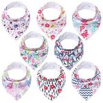 8-Pack Organic Baby Bandana Drool Bibs for Girls - Baby Bibs for Baby Girls, Baby Boys, Soft Cotton Bandana Bibs, Baby Drool Bib, Teething Bibs for Infant, Toddler, Bib Girl (Bliss)