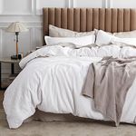 Bedsure Cotton Duvet Cover King - 100% Cotton Waffle Weave Bright White Duvet Cover King Size, Soft and Breathable Duvet Cover Set for All Season (King, 104"x90")