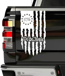 GRITKULTURE We The People Distressed American Flag Decal Vinyl for Trucks, Cars, Tailgate, Windows Preamble of The US Constitution fits Most Pickup Trucks-Rear USA Flag Car Sticker (White)