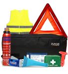 EVAQ8 Car Breakdown Emergency Kit with Fire Extinguisher – Complete Roadside Safety Kit with First Aid, Warning Triangle, Hi Vis Vest, Torch & Blanket