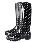 SUGAR ISLAND Ladies Womens Wellies Snow Rain Festival Wellington Boots Size UK 4, 5, 6, 7 (Black SPOT-6)