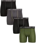 Reebok Men's Underwear - Performance Boxer Briefs (4 Pack), Size Large, Black/Grey/Green