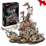 CubicFun 3D Puzzles for Adults Kids - Tortuga Pirate Bay Cool Pirate Shipwreck Model Kits Ragged Pirate Ship, Halloween Decor Crafts for Adults Birthday Gifts for Women Men, 218 Pieces