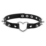 Eigso Black Punk Necklace Studded Collar Choker and Metal Spike Bracelet for Women