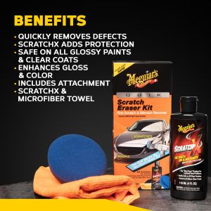 Meguiar’s Quik Scratch Eraser Kit – Car Scratch Remover with Pad & Towel