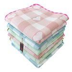 CLUZE Women Heart Printed Handkerchief - Cotton Hanky, Face Towel (Light Color) (Size 25x25 cm) (Pack Of 6 Pc) (6)