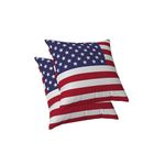 ggaimwf American Flag Cushion Cover USA Flag Cushions for Independence Day Linen Square Pillow Covers Home Decorative Throw Pillowcase with Invisible Zip Chair Bedroom Living Room 60x60cm Set of 2