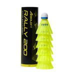 Boldfit Badminton Shuttlecock Set 6pcs High Durability Badminton Nylon Shuttle with Natural Wood Cork Base Ideal for Daily Practice for Beginners & Players Rally 200 Yellow (Pack of 6)