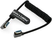 Alvin's Cables 8K 2.1 HDMI High Speed Braided Coiled Cable Left Angle to Right Angle for Atomos Ninja V, Portkeys BM5, for Feelworld Monitor, for Canon C300, Z CAM E2, Sony FS5| FS7| A7S3 Cameras