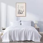 Chezmoi Collection Madrid 3-Piece Vintage Washed Solid Cotton Quilt and Shams Set (Queen, White)