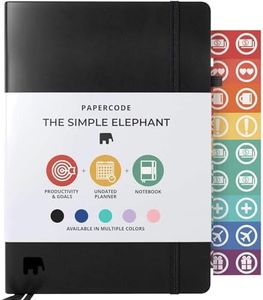 Papercode Daily Planner and Diary 2024-2025 - Undated Day Planner and Appointment Diary w/Gratitude Stickers - Leatherette Weekly Journal, Academic Study Planner - Black