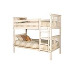 Comfy Living Premium Pine Bunk Bed with a White Finish with Mattresses INCLUDED