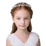 Hair Vines Princess Wedding Headpiece, Ideal Swan Pearl Crystal Headwear for Wedding Tiara Flower Headband Accessories to Baby Girl-Suitable for Shows, Children' Day(White)