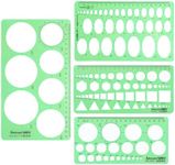 4 Pieces Circle Template for Drawing, Measuring Rulers Circle Stencil, Plastic Circle Templates for Drafting, Large and Small Circle & Oval Circle, Geometry Digital Drawing for Building Formwork