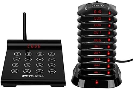 Retekess TD164 Restaurant Pager System Long Range,Buzzer for Restaurant Waiting, 2624ft, Touch Screen,Set Keyboard Mute,10 Coaster Pagers for Restaurant